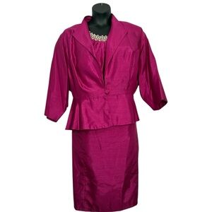 Tiana B Fuschia 2 piece dress and jacket set 24W NEA